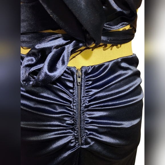 B. Darlin Marine Blue Satin Strappy Back Dress - Picture 9 of 10